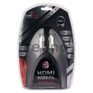 Кабель HDMI Cablexpert, серия Platinum, 1 м, v2.0, M/M, позол.разъемы, металлический корпус, ферритовые кольца, блистер (CC-P-HDMI01-1M)