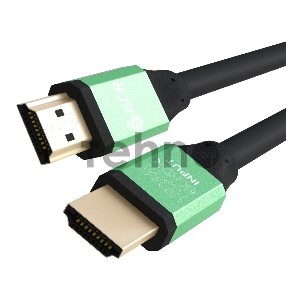 Кабель Greenconnect 1.2m HDMI  версия 2.0, HDR 4:2:2, Ultra HD, 4K 60 fps 60Hz/5K*30Hz, 3D, AUDIO, 18.0 Гбит/с, 28/28 AWG, OD7.3mm, тройной экран, черный, AL корпус зеленый (GCR-50961)
