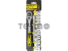 Набор головок STAYER 27752-H12  standard: 3/8 на пластиковом рельсе трещотка удлинитель 10-24мм 12ш