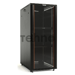 Шкаф напольный Hyperline TTB-4268-AS-RAL9004 19-дюймовый, 42U, 2055x 600х 800 мм (ВхШхГ), передняя стеклянная дверь со стальными перфорированными боковинами, задняя дверь сплошная, ручка с замком
