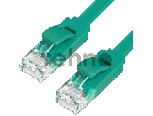 Патч-корд Greenconnect плоский прямой PROF  20.0m UTP медь, кат.6, зеленый, позолоченные контакты, 30 AWG, Premium ethernet high speed 10 Гбит/с, RJ45, T568B (GCR-LNC625-20.0m)