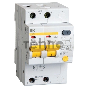 Выключатель автоматический дифференциального тока 2п C 50А 300мА тип AC 4.5кА АД-12 ИЭК MAD10-2-050-C-300