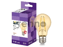 Лампа светодиодная филаментная 360° 9Вт A60 шар 2700К E27 230В золото IEK LLF-A60-9-230-30-E27-CLG