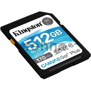 Флеш карта SD 512GB Kingston SDXC Class 10 UHS-I U3 V30 Canvas Go Plus 170MB/s