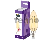 Лампа светодиодная филаментная 360° 7Вт C35 свеча 2700К E14 230В золото IEK LLF-C35-7-230-30-E14-CLG