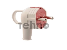 Вилка электрич. с ручкой с заземл. бел/красн. Lezard 715-0201-602