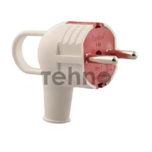 Вилка электрич. с ручкой с заземл. бел/красн. Lezard 715-0201-602