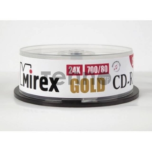 Диск CD-R Mirex 700 Mb, 24х, Gold, Cake Box (25), (25/300)