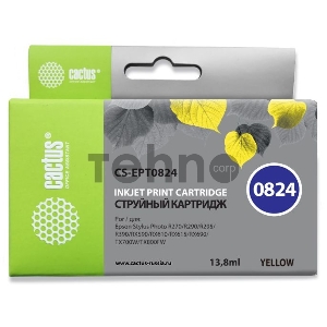 Картридж струйный Cactus CS-EPT0824 CS-EPT0824 желтый для Epson Stylus Photo R270/290/RX590 (11,4ml)