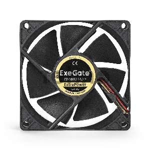 Вентилятор ExeGate ExtraPower EP08025S2P, 80x80x25 мм, подшипник скольжения, 2pin, 2200RPM, 23dBA
