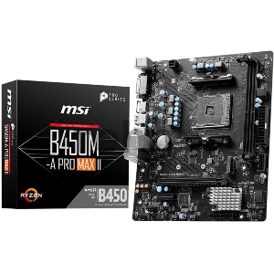 Материнская плата MSI B450M-A PRO MAX II AM4 2DDR4 1PCI-Ex16 1M.2 4SATA3 6USB3.2 Gen1 6USB2.0 HD Audio 4xSATA3(RAID 0/1/10), 1xM.2, 8 Ch Audio, GLan, (2+4)xUSB2.0, (4+2)xUSB3.2, 1xPS/2, mATX, RTL {20} (667696)