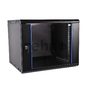 Шкаф телеком. настенный разборный 9U (600х520) дверь стекло, цвет черный (ШРН-Э-9.500-9005)