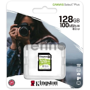 Флеш карта SDHC 128Gb Class10 Kingston <SDS2/128GB>, Canvas Select 100R CL10 UHS-I
