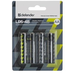 Батарейка DEFENDER BATTERY ALKALINE AA 1.5V/LR6-4B 4PCS 56012