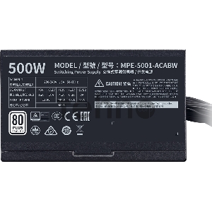 Блок питания Cooler Master MWE White, 500W, ATX, 120mm, 6xSATA, 2xPCI-E(6+2), APFC, 80+ White MPE-5001-ACABW-EU Блок питания Cooler Master MWE White, 500W, ATX, 120mm, 6xSATA, 2xPCI-E(6+2), APFC, 80+ White MPE-5001-ACABW-EU