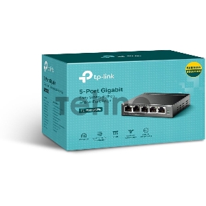 Коммутатор TP-Link 5-Port Gigabit Easy Smart Switch with 4-Port PoE+, metal case, desktop mount, PoE budget 65W, support 802.1q VLAN, QoS, Port Isolation, Loop Prevention, IGMP, PoE Extend mode, easy management via Web UI and Easy Smart Utility.