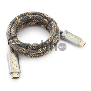 Кабель HDMI Cablexpert, серия Platinum, 1,8 м, v2.0, M/M, позол.разъемы, металлический корпус, нейлоновая оплетка, блистер