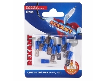 Клемма плоская REXANT, изолированная штекер - 6.3 мм, 1.5-2.5 мм², (РПи-п 2.5-(6.3) / (MDD2-250), синий, в упак. 10 шт.