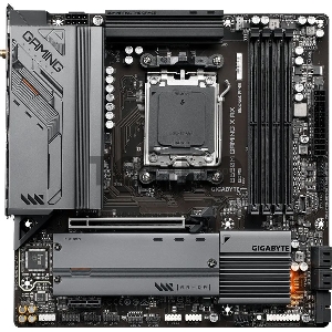 Материнская плата Gigabyte B650M GAMING X AX, Socket AM5, AMD B650, 4xDDR5-5200, HDMI+DP+DP, 1xPCI-Ex16, 1xPCI-Ex1, 4xSATA3(RAID 0/1/10), 2xM.2, 8 Ch Audio, 2.5GLan, WiFi, (4+4)xUSB2.0, (3+2)xUSB3.2, (1+1)xUSB3.2 Type-C™, 1xPS/2, mATX, RTL {}