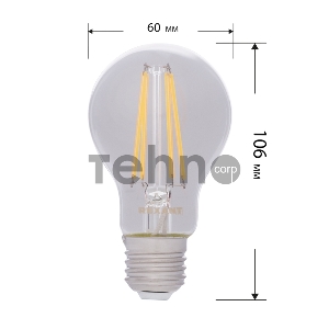 Лампа филаментная REXANT Груша A60 9.5 Вт 1140 Лм 2700K E27 диммируемая, прозрачная колба