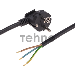 Шнур электрический с вилкой ПВС 3х1,5 мм2 2м (черный) REXANT