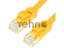 Патч-корд Greenconnect плоский прямой PROF  1.0m UTP медь, кат.6, желтый, позолоченные контакты, 30 AWG, Premium ethernet high speed 10 Гбит/с, RJ45, T568B (GCR-LNC622-1.0m)