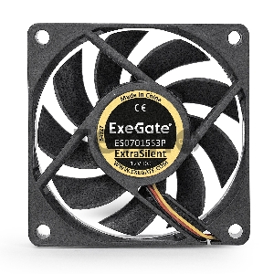 Вентилятор ExeGate ExtraSilent ES07015S3P, 70x70x15 мм, подшипник скольжения, 3pin, 2500RPM, 23dBA