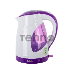 Чайник электрический BBK EK1700P 2200Вт, 1,7литра, пластик, дисковый нагр. элемент, LED подсветка, белый/фиолетовый