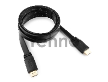 Кабель HDMI Gembird/Cablexpert , 1.8м, v1.4, 19M/19M, плоский кабель, черный, позол.разъемы, экран(CC-HDMI4F-6)