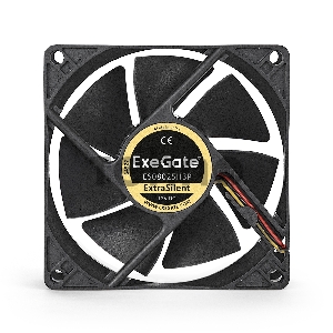Вентилятор ExeGate ExtraSilent ES08025H3P, 80x80x25 мм, гидродинамический, 3pin, 1800RPM, 21dBA