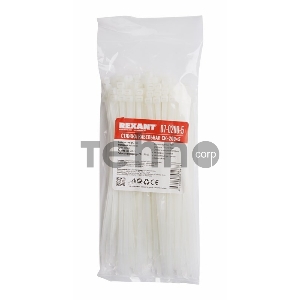 Хомут-стяжка кабельная нейлоновая REXANT 200 x4,8 мм, белая, упаковка 100 шт.