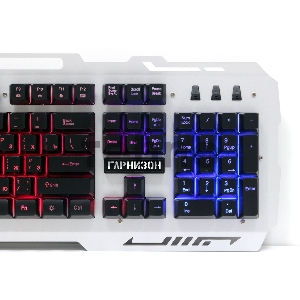 Клавиатура игровая Гарнизон GK-340GL, металл, подсветка RAINBOW, USB,черн/сер,антифантом кл-ши,каб 1.5м