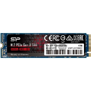 Накопитель SSD M.2 Silicon Power 1.0TB UD80 <SP01KGBP34UD8005> (PCI-E 3.0 х4, up to 3400/3000MBs, 3D TLC, NVMe 1.3, 600TBW, 22х80mm)