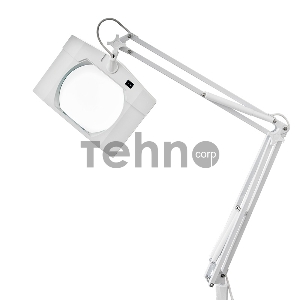 Лупа на струбцине REXANT, квадратная, 3D, с подсветкой, белая