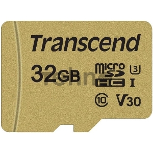 Флеш карта microSD 32GB Transcend microSDHC Class 10 UHS-1 U-3, V30, (SD адаптер), MLC