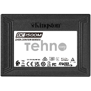 Твердотельный накопитель Kingston DC1500M, 1920GB, SSD, U.2, NVMe, PCIe 3.0 x4, 3D TLC, R/W 3300/2700MB/s, IOPs 510 000/220 000, 3500TBW, DWPD 1 (5 лет)