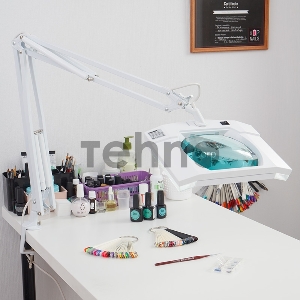 Лупа на струбцине REXANT, квадратная, 3D, с подсветкой, белая