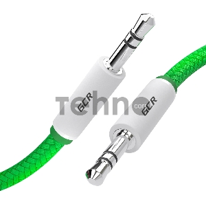 Кабель аудио Greenconnect 0.5m jack 3,5mm/jack 3,5mm зеленый нейлон, белые коннекторы зеленая окантовка, ультрагибкий, 28 AWG, M/M, Premium, экран, стерео, GCR-AVC8262-0.5m
