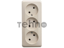 Розетка 3-м ОП Этюд 16А IP20 без заземл. без защ. шторок крем. SchE PA16-009K