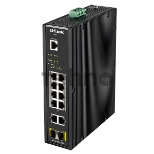 Коммутатор  D-Link DIS-200G-12PS/A1A, L2 Managed Industrial Switch with 10 10/100/1000Base-T and 2 1000Base-X SFP ports (8 PoE ports 802.3af/802.3at (30 W), PoE Budget 123 W)8K Mac address, 802.3x Flow Control,