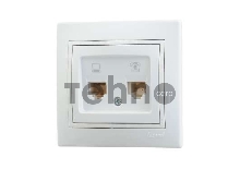 Розетка компьютерная + телеф. СП Мира RJ11 + RJ45 бел./бел. LEZARD 701-0202-143