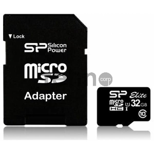 Флеш карта microSDHC 32Gb Class10 Silicon Power SP032GBSTHBU1V10-SP + adapter