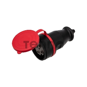 Розетка переносная влагозащищенная с крышкой, 3Р+РЕ, 32 А, IP44  каучук REXANT