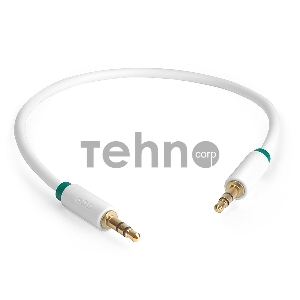 Кабель аудио Greenconnect 0.25m jack 3,5mm/jack 3,5mm белый, зеленая окантовка, ультрагибкий, 28 AWG, M/M, Premium GCR-AVC1662-0.25m, экран, стерео