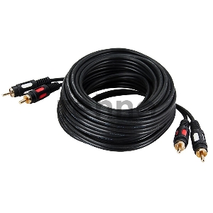 Шнур 2 RCA - 2 RCA, длина 5 метров, черный (GOLD) REXANT