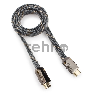 Кабель HDMI Cablexpert, серия Platinum, 1 м, v2.0, M/M, плоский, позол.разъемы, металлический корпус, нейлоновая оплетка, блистер