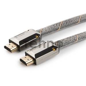 Кабель HDMI Cablexpert, серия Platinum, 1 м, v2.0, M/M, плоский, позол.разъемы, металлический корпус, нейлоновая оплетка, блистер