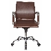 Кресло руководителя Бюрократ CH-993-Low/Brown низкая спинка коричневый искусственная кожа крестовина хромированная, фото 2
