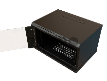 Шкаф коммутационный WRline (WR-TW-0666-GP-RAL9004) настенный 6U 600x600мм пер.дв.стекл 2 бок.пан. 60кг черный 520мм 367мм IP20 сталь
