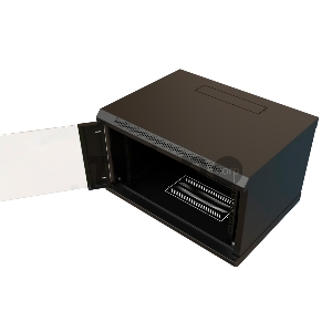 Шкаф коммутационный WRline (WR-TW-0666-GP-RAL9004) настенный 6U 600x600мм пер.дв.стекл 2 бок.пан. 60кг черный 520мм 367мм IP20 сталь
